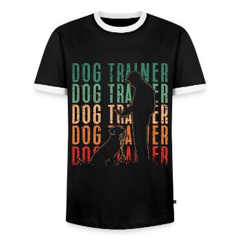 Animal Trainer Dog Trainer Retro Zookeeper Pet - Men's Ringer Shirt - black/white - Front - AI Model Female 172 light (172cm) & AI Model Male 178 light (178cm)
