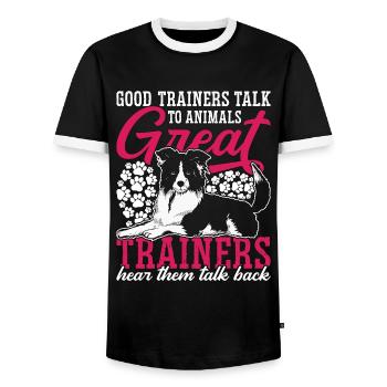 Animal Trainer Good Trainers Talk To Zookeeper - Männer Kontrast-T-Shirt - Schwarz/Weiß - Vorne - AI Model Female 172 light (172cm) & AI Model Male 178 light (178cm)