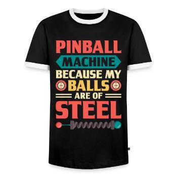Flipper Retro Pinball Flipperautomat Bumper - Men's Ringer Shirt - black/white - Front - AI Model Female 172 light (172cm) & AI Model Male 178 light (178cm)