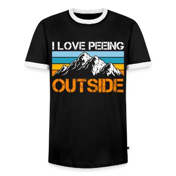 Bergsteiger lustig Peeing outside Naturburschen - T-shirt contrasté Homme - noir/blanc - Devant - AI Model Female 172 light (172cm) & AI Model Male 178 light (178cm)