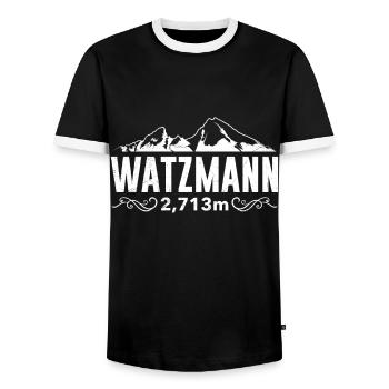 Watzmann Bergsteiger klettern Wanderer Berge - Männer Kontrast-T-Shirt - Schwarz/Weiß - Vorne - AI Model Female 172 light (172cm) & AI Model Male 178 light (178cm)