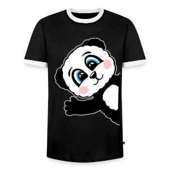 Panda Pandabär Geschenk Damen Herren Kinder - Männer Kontrast-T-Shirt - Schwarz/Weiß - Vorne - AI Model Female 172 light (172cm) & AI Model Male 178 light (178cm)