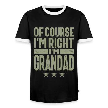 Bien sûr que j’ai raison, je suis grand-père - fête des pères - T-shirt contrasté Homme - noir/blanc - Devant - AI Model Female 172 light (172cm) & AI Model Male 178 light (178cm)