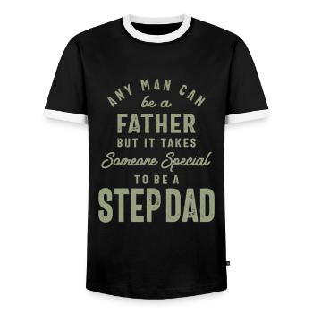 Step Dad - The Special One - Father's Day - Men's Ringer Shirt - black/white - Front - AI Model Female 172 light (172cm) & AI Model Male 178 light (178cm)