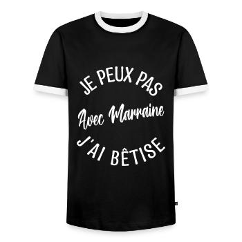Cadeau Marraine. cadeau ma marraine d'amour. - T-shirt contrasté Homme - noir/blanc - Devant - AI Model Female 172 light (172cm) & AI Model Male 178 light (178cm)