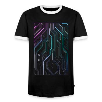 Cyber Vaporwave Esthétique Futuriste - T-shirt contrasté Homme - noir/blanc - Devant - AI Model Female 172 light (172cm) & AI Model Male 178 light (178cm)