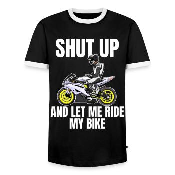 Motorcycle Lifestyle / Motorrad / Motorräder biker - Männer Kontrast-T-Shirt - Schwarz/Weiß - Vorne - AI Model Female 172 light (172cm) & AI Model Male 178 light (178cm)