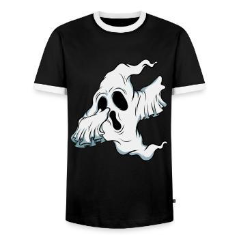 Dabbing Ghost Pumpkin Glowing Skeleton Halloween - Men's Ringer Shirt - black/white - Front - AI Model Female 172 light (172cm) & AI Model Male 178 light (178cm)