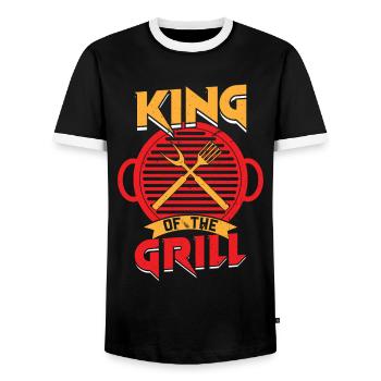 Grilling Barbeque BBQ Griller Grillmeister - Men's Ringer Shirt - black/white - Front - AI Model Female 172 light (172cm) & AI Model Male 178 light (178cm)