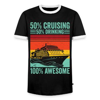 Lustige Kreuzfahrt Retro - Männer Kontrast-T-Shirt - Schwarz/Weiß - Vorne - AI Model Female 172 light (172cm) & AI Model Male 178 light (178cm)
