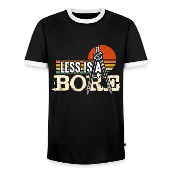 Architecture Less Is A Bore Retro Architectural - Men's Ringer Shirt - black/white - Front - AI Model Female 172 light (172cm) & AI Model Male 178 light (178cm)