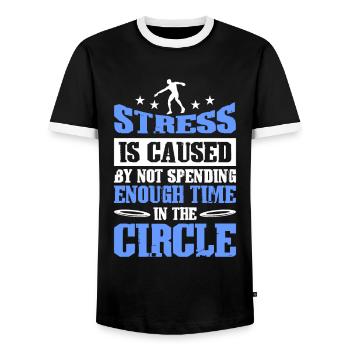 Discus Throw Discus Thrower Athletics Discus - Men's Ringer Shirt - black/white - Front - AI Model Female 172 light (172cm) & AI Model Male 178 light (178cm)