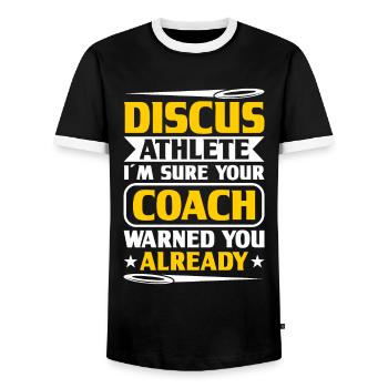 Discus Throw Discus Thrower Athletics Discus - Men's Ringer Shirt - black/white - Front - AI Model Female 172 light (172cm) & AI Model Male 178 light (178cm)