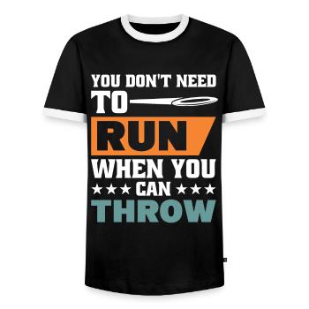 Discus Throw Discus Thrower Athletics Discus - Men's Ringer Shirt - black/white - Front - AI Model Female 172 light (172cm) & AI Model Male 178 light (178cm)