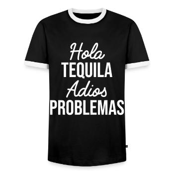 Hola Tequila Alcool - T-shirt contrasté Homme - noir/blanc - Devant - AI Model Female 172 light (172cm) & AI Model Male 178 light (178cm)