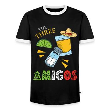 The Three Amigos Tequila Alcohol - Men's Ringer Shirt - black/white - Front - AI Model Female 172 light (172cm) & AI Model Male 178 light (178cm)