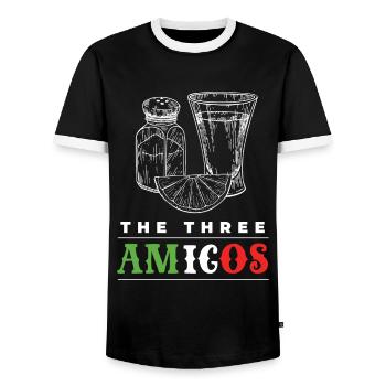 The Three Amigos Tequila Alcohol - Men's Ringer Shirt - black/white - Front - AI Model Female 172 light (172cm) & AI Model Male 178 light (178cm)