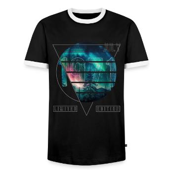 Limited Edition 1971 Juli Geburtstag Polarlicht - Männer Kontrast-T-Shirt - Schwarz/Weiß - Vorne - AI Model Female 172 light (172cm) & AI Model Male 178 light (178cm)