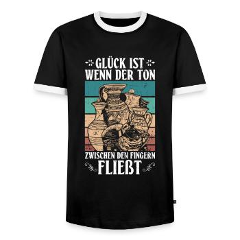 Glück Wenn Der Ton Zwischen Fingern Fließt Töpfer - Männer Kontrast-T-Shirt - Schwarz/Weiß - Vorne - AI Model Female 172 light (172cm) & AI Model Male 178 light (178cm)