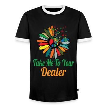 Hippie Peace Zeichen Frieden Blumen Blumenkind - Männer Kontrast-T-Shirt - Schwarz/Weiß - Vorne - AI Model Female 172 light (172cm) & AI Model Male 178 light (178cm)