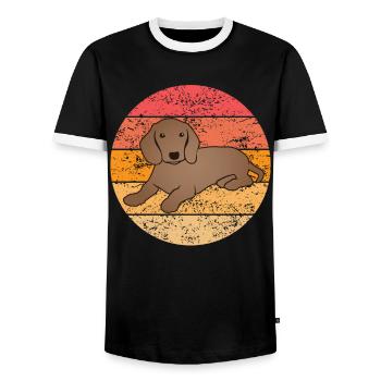Dachshund Dachshund Dog Lover Retro Gift - Men's Ringer Shirt - black/white - Front - AI Model Female 172 light (172cm) & AI Model Male 178 light (178cm)