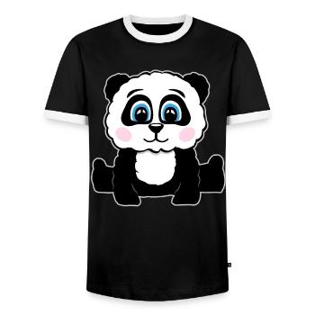 Panda Pandabär Geschenk Damen Herren Kinder - Männer Kontrast-T-Shirt - Schwarz/Weiß - Vorne - AI Model Female 172 light (172cm) & AI Model Male 178 light (178cm)