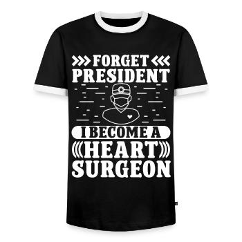 Cardiac Surgeon Become A Heart Surgeon Cardiac Surgery - Men's Ringer Shirt - black/white - Front - AI Model Female 172 light (172cm) & AI Model Male 178 light (178cm)