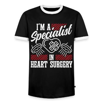 Cardiac Surgeon Specialist Heart Surgery Cardiac Surgery - Men's Ringer Shirt - black/white - Front - AI Model Female 172 light (172cm) & AI Model Male 178 light (178cm)