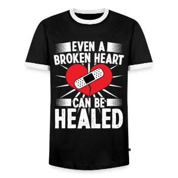 Cardiac Surgeon Broken Heart Can Healed Cardiac Surgery - Men's Ringer Shirt - black/white - Front - AI Model Female 172 light (172cm) & AI Model Male 178 light (178cm)