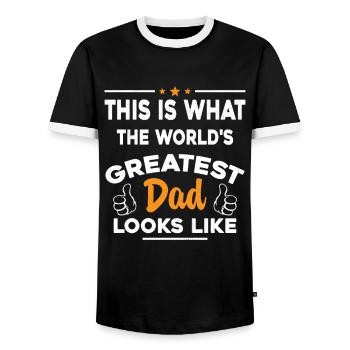 So sieht der beste Vater der Welt aus - Männer Kontrast-T-Shirt - Schwarz/Weiß - Vorne - AI Model Female 172 light (172cm) & AI Model Male 178 light (178cm)