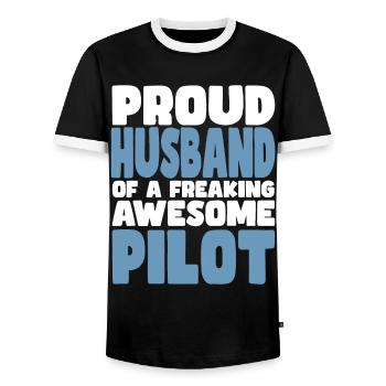 Stolze Ehefrau Eines Verdammt Guten Pilots - Männer Kontrast-T-Shirt - Schwarz/Weiß - Vorne - AI Model Female 172 light (172cm) & AI Model Male 178 light (178cm)