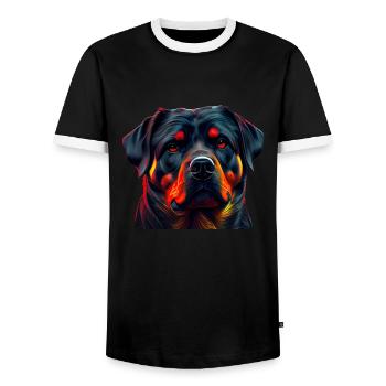 Rottweiler Dog Dogs Puppy Dog Owner Rottweiler - Men's Ringer Shirt - black/white - Front - AI Model Female 172 light (172cm) & AI Model Male 178 light (178cm)