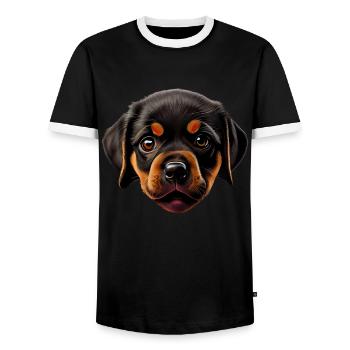 Rottweiler Dog Dogs Puppy Dog Owner Rottweiler - Men's Ringer Shirt - black/white - Front - AI Model Female 172 light (172cm) & AI Model Male 178 light (178cm)