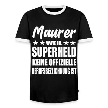 Maurer Superheld Spruch - Männer Kontrast-T-Shirt - Schwarz/Weiß - Vorne - AI Model Female 172 light (172cm) & AI Model Male 178 light (178cm)