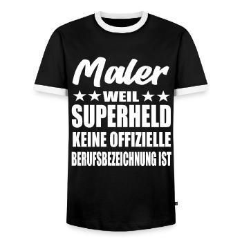 Maler Superheld Spruch - Männer Kontrast-T-Shirt - Schwarz/Weiß - Vorne - AI Model Female 172 light (172cm) & AI Model Male 178 light (178cm)