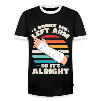 Gebrochener Arm Lustig - Männer Kontrast-T-Shirt - Schwarz/Weiß - Vorne - AI Model Female 172 light (172cm) & AI Model Male 178 light (178cm)
