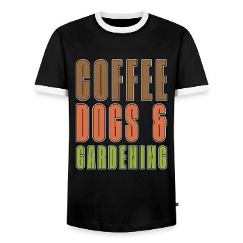 Hobbygärtner Garten Kaffee Gartenhund - Männer Kontrast-T-Shirt - Schwarz/Weiß - Vorne - AI Model Female 172 light (172cm) & AI Model Male 178 light (178cm)