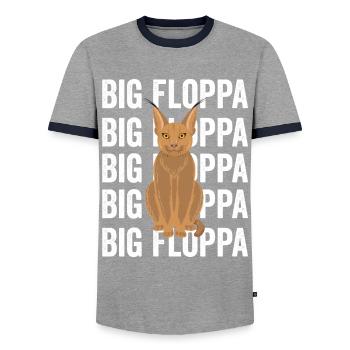 Big Floppa Caracal Cat Meme - T-shirt contrasté Homme - gris/marine  - Devant - AI Model Female 172 light (172cm) & AI Model Male 178 light (178cm)