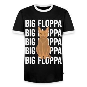 Big Floppa Caracal Cat Meme - Men's Ringer Shirt - black/white - Front - AI Model Female 172 light (172cm) & AI Model Male 178 light (178cm)