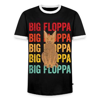 Big Floppa Karakal Katze Meme Retro - Männer Kontrast-T-Shirt - Schwarz/Weiß - Vorne - AI Model Female 172 light (172cm) & AI Model Male 178 light (178cm)