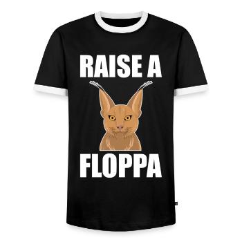 Big Floppa Caracal Cat Meme - Men's Ringer Shirt - black/white - Front - AI Model Female 172 light (172cm) & AI Model Male 178 light (178cm)