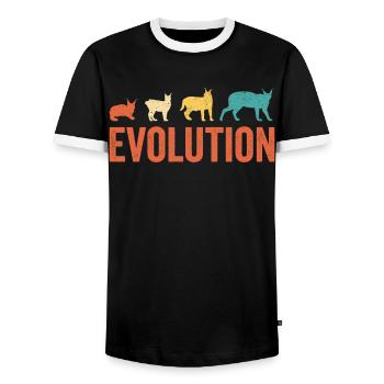 Big Floppa Caracal Cat Meme - Men's Ringer Shirt - black/white - Front - AI Model Female 172 light (172cm) & AI Model Male 178 light (178cm)