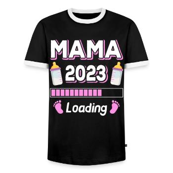 Mama 2023 Loading Mutter Mütter Mom Muttertag - Männer Kontrast-T-Shirt - Schwarz/Weiß - Vorne - AI Model Female 172 light (172cm) & AI Model Male 178 light (178cm)