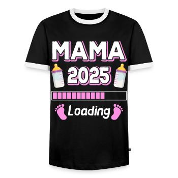 Mama 2025 Loading Mutter Mütter Mom Muttertag - Männer Kontrast-T-Shirt - Schwarz/Weiß - Vorne - AI Model Female 172 light (172cm) & AI Model Male 178 light (178cm)