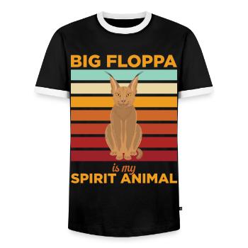 Big Floppa Caracal Cat Meme - Men's Ringer Shirt - black/white - Front - AI Model Female 172 light (172cm) & AI Model Male 178 light (178cm)
