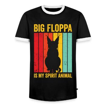Big Floppa Caracal Retro - Men's Ringer Shirt - black/white - Front - AI Model Female 172 light (172cm) & AI Model Male 178 light (178cm)