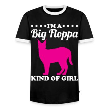 Big Floppa Caracal Cat Meme - Men's Ringer Shirt - black/white - Front - AI Model Female 172 light (172cm) & AI Model Male 178 light (178cm)