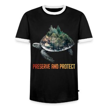 Species protection, endangered animals, nature - Men's Ringer Shirt - black/white - Front - AI Model Female 172 light (172cm) & AI Model Male 178 light (178cm)