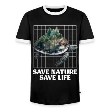 Save Nature Schildkröten Artenschutz Umwelt - Männer Kontrast-T-Shirt - Schwarz/Weiß - Vorne - AI Model Female 172 light (172cm) & AI Model Male 178 light (178cm)