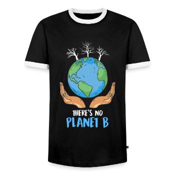 There is no Planet B Environmental Protection Mission Earth - Men's Ringer Shirt - black/white - Front - AI Model Female 172 light (172cm) & AI Model Male 178 light (178cm)